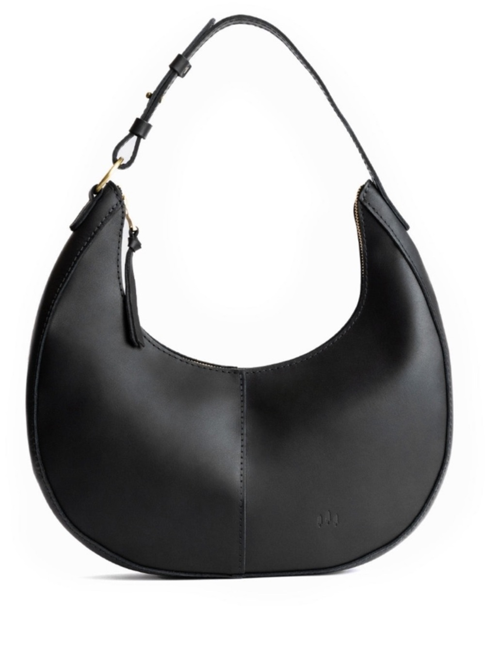 Portland Leather Black Crescent Shoulder Bag (large size)